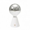 Lampada portatile ricaricabile Cabless01 con lampadina globo mezza sfera argento