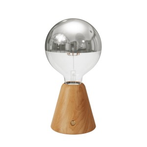 Lampe portative LED rechargeable Cabless01 avec ampoule globo demi-sphère argent