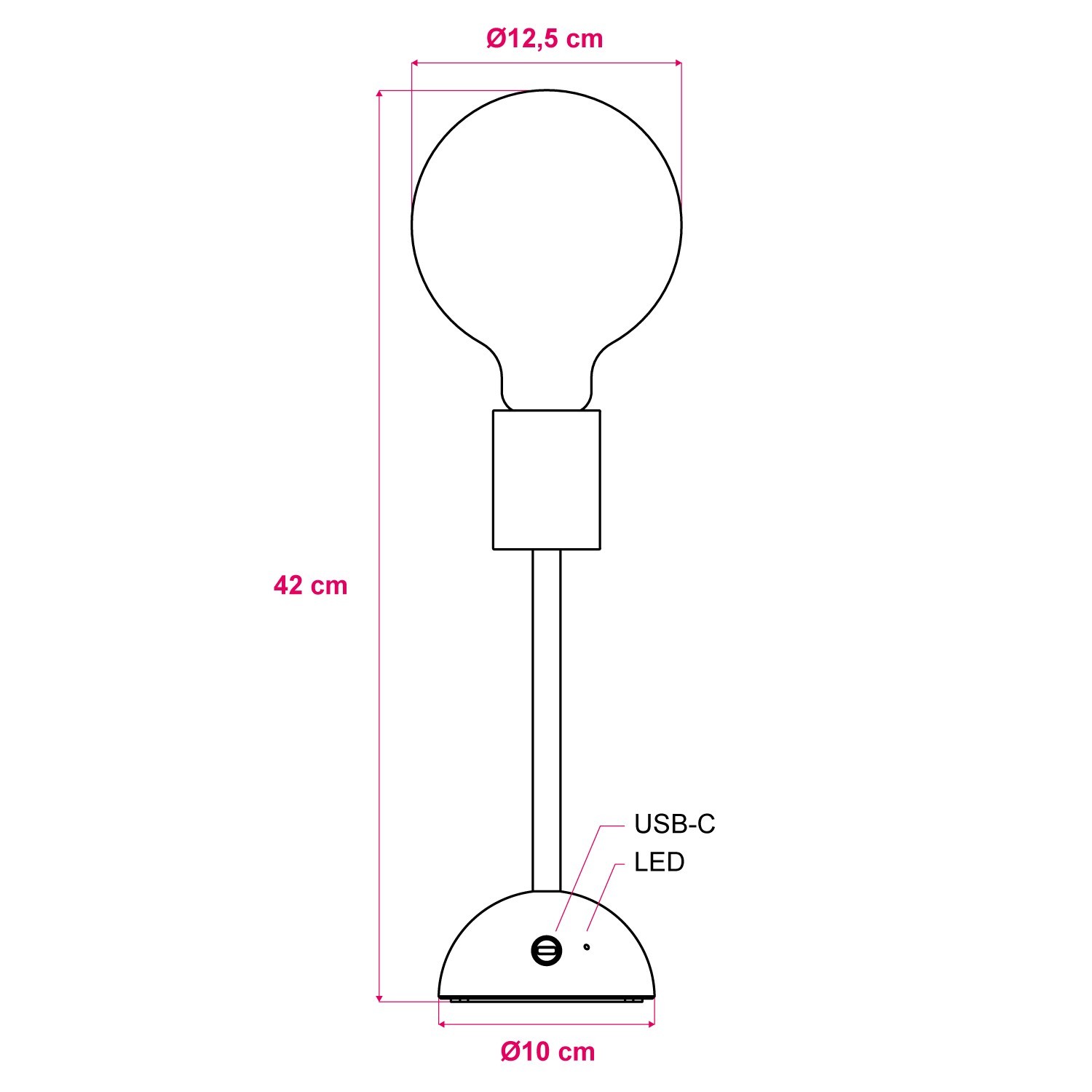 Lampada portatile e ricaricabile Cabless02 con lampadina globo G125