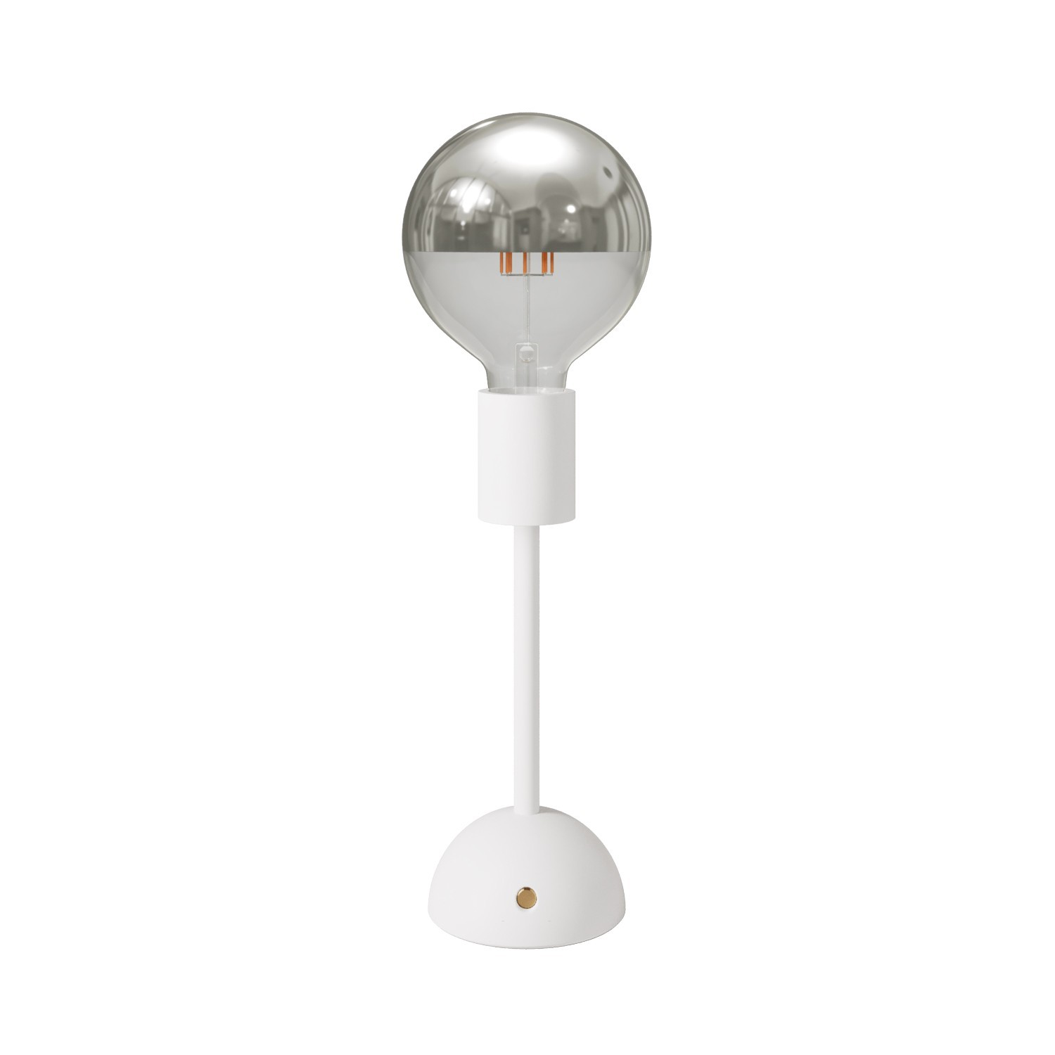 Lampada portatile e ricaricabile Cabless02 con lampadina globo mezza sfera  argento