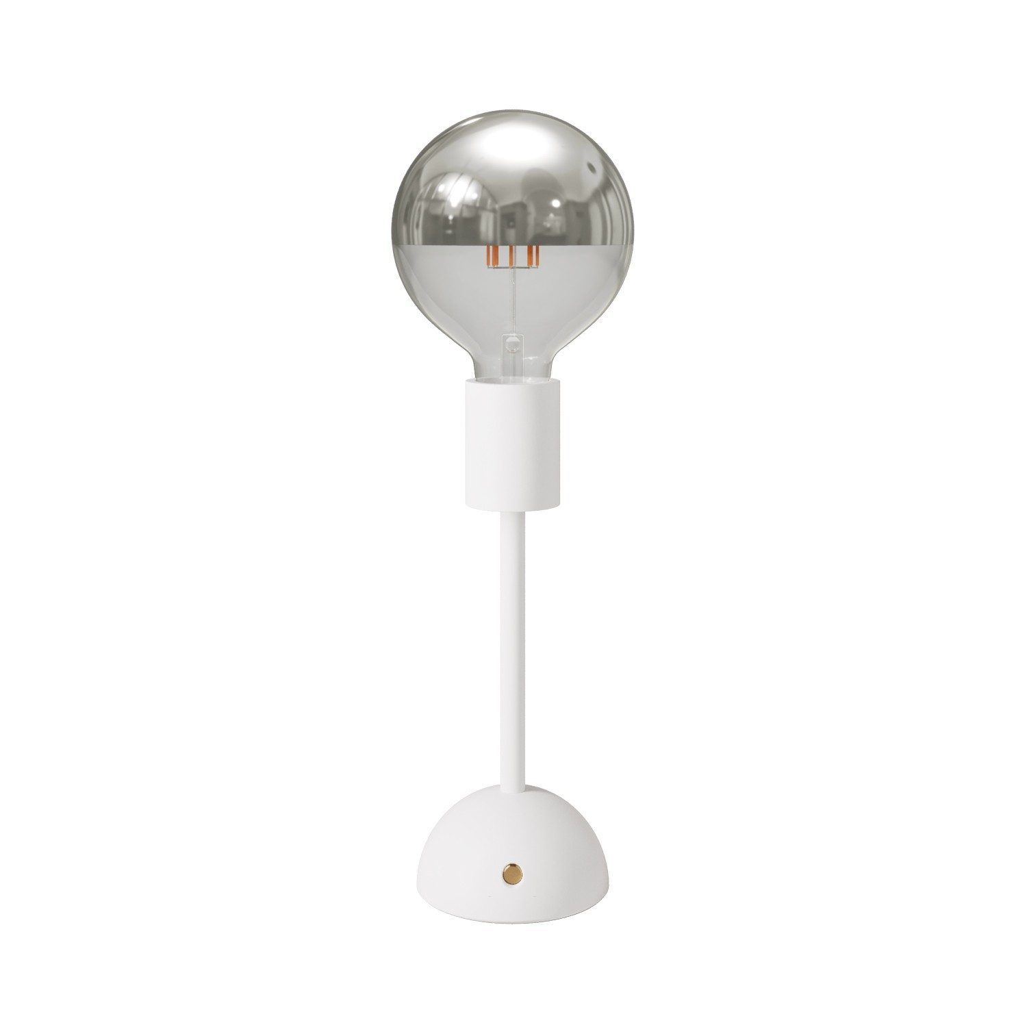 Lampada portatile e ricaricabile Cabless02 con lampadina globo mezza sfera argento