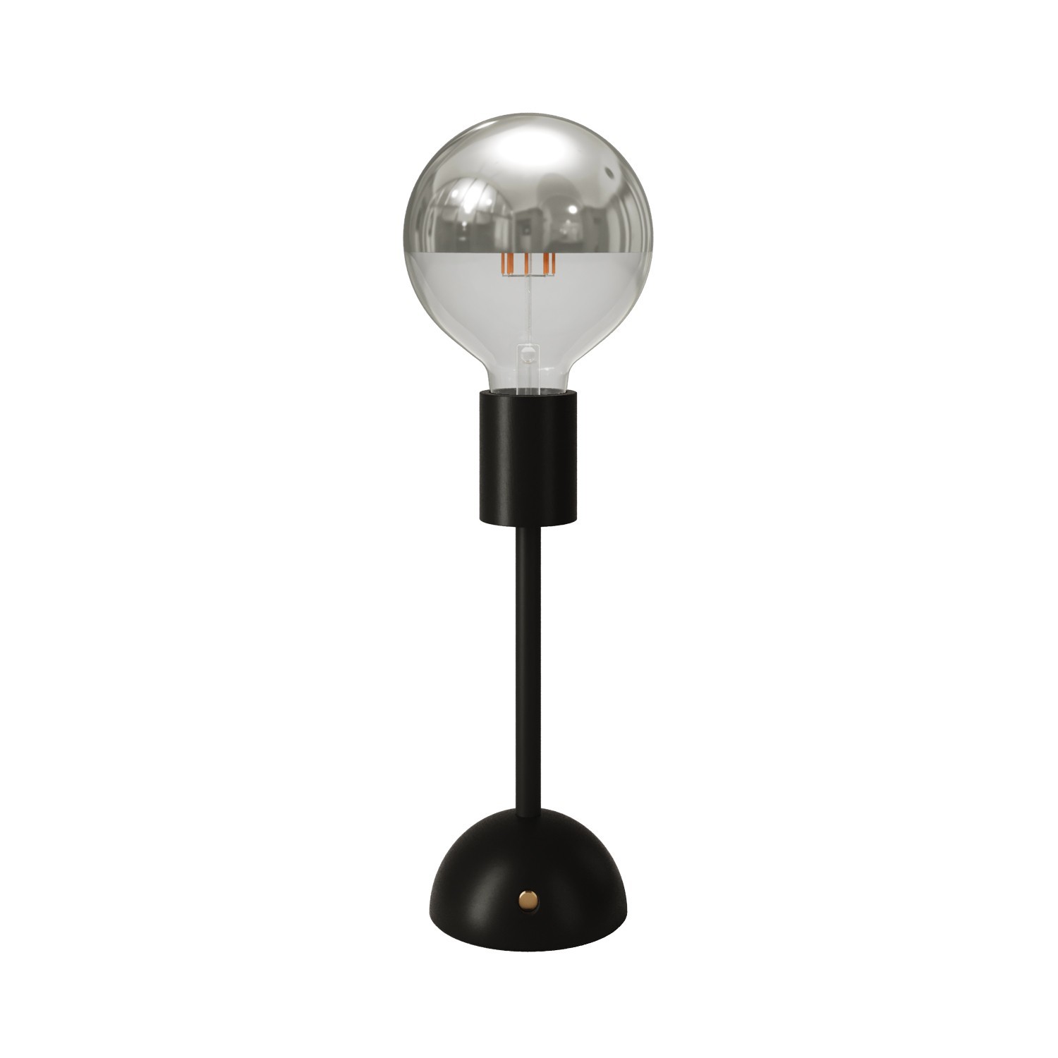 Lampada portatile e ricaricabile Cabless02 con lampadina globo mezza sfera argento