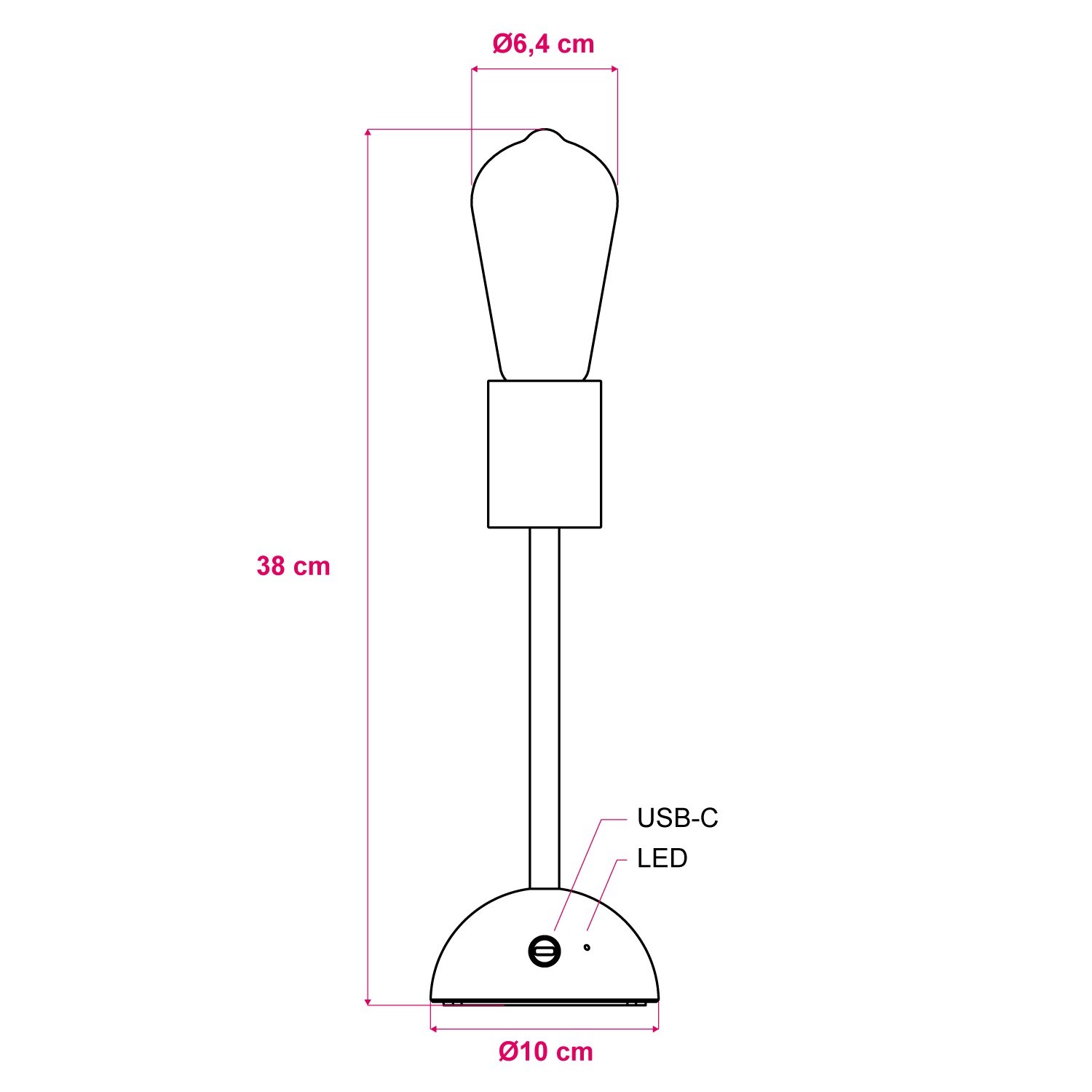 Lampada portatile e ricaricabile Cabless02 con lampadina Edison dorata