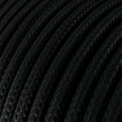 Câble électrique Ultra Soft en silicone recouvert de tissu Noir Charbon brillant - RM04 rond 2x0,75mm