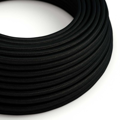 Cavo elettrico Ultra Soft in silicone rivestito in tessuto Nero Carbone lucido - RM04 rotondo 2x0,75 mm