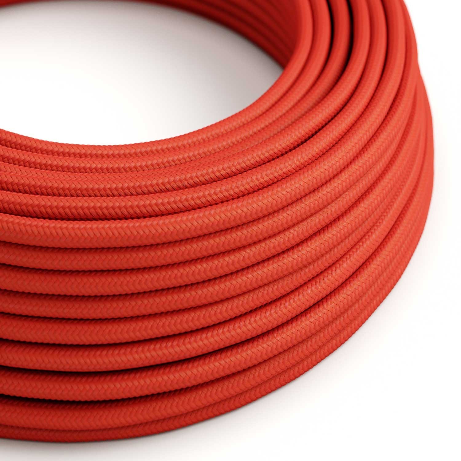 Cavo elettrico Ultra Soft in silicone rivestito in tessuto Rosso Fuoco lucido - RM09 rotondo 2x0,75 mm