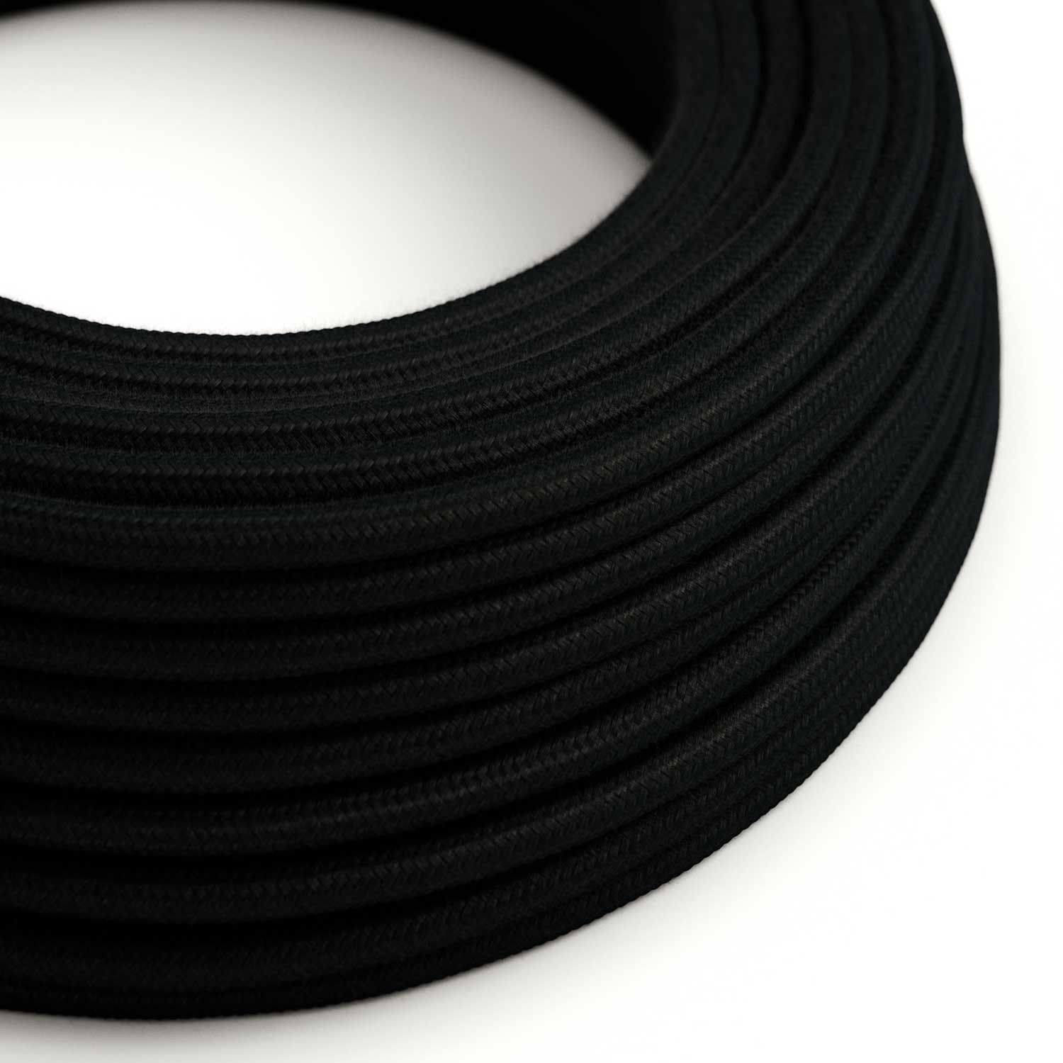 Cavo elettrico Ultra Soft in silicone rivestito in cotone Nero Carbone - RC04 rotondo 2x0,75 mm