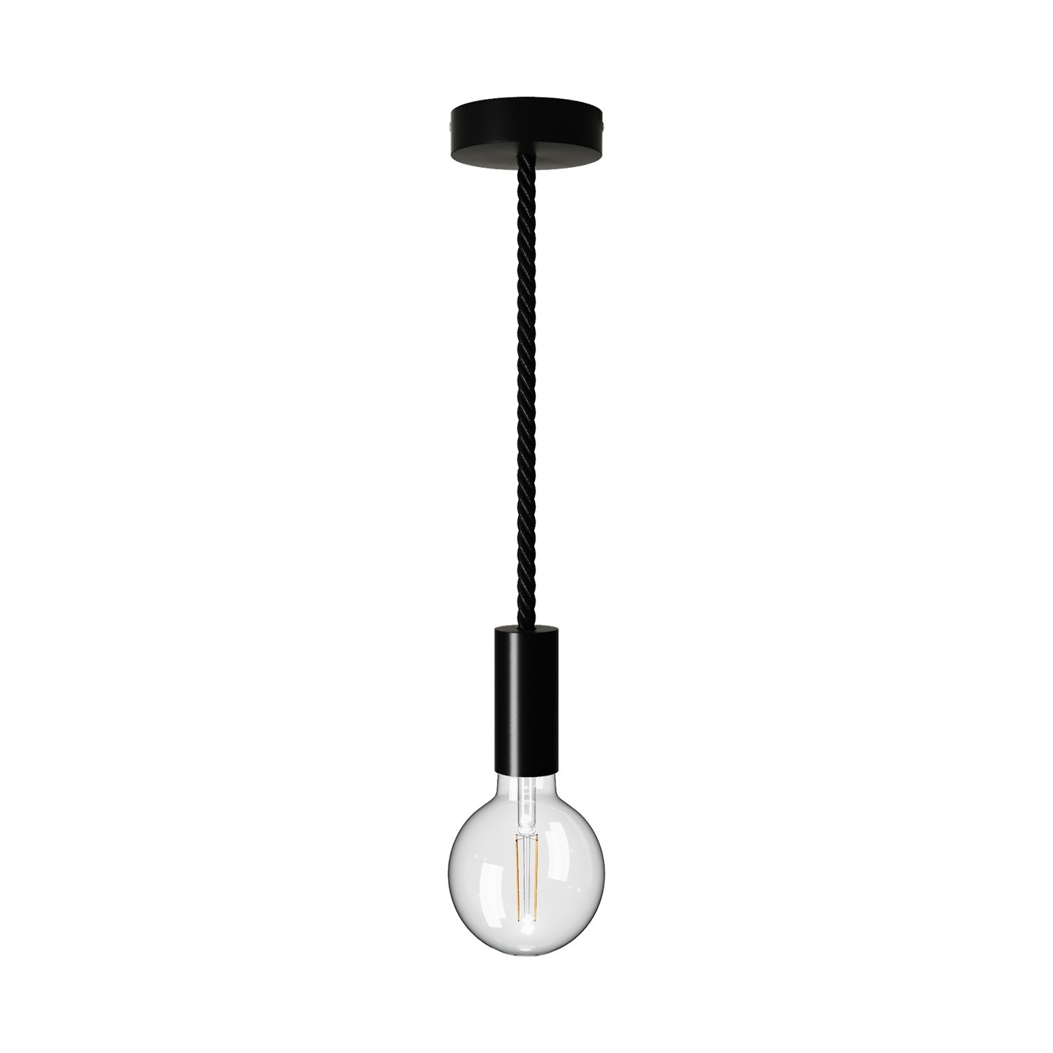 Pendelleuchte mit 16 mm XL-Tauseilkabel und bemalten Holz-Zubehör - Hergestellt in Italien