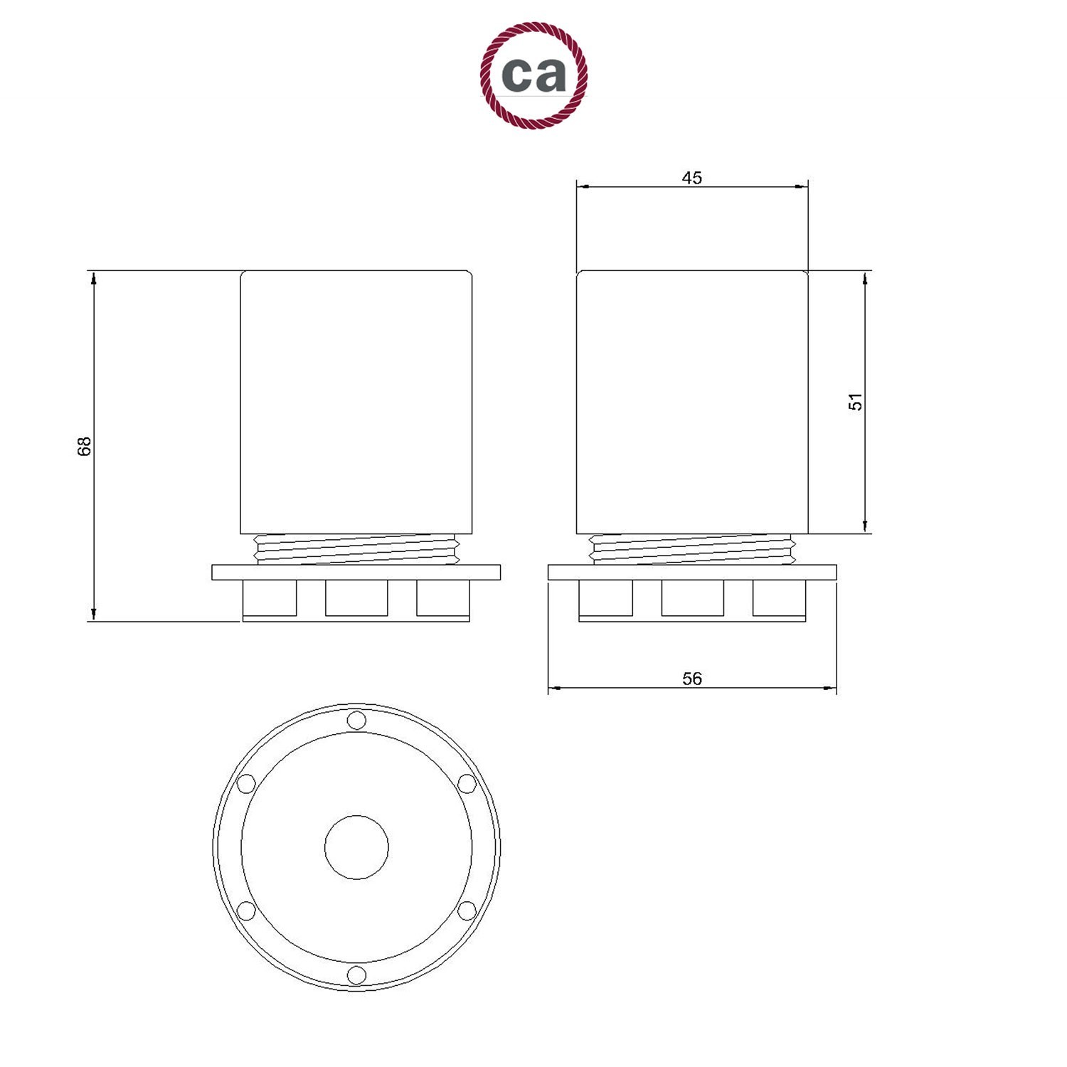 Kit E27 Lampenfassung aus Metall mit Halbgewinde und verdeckter Zugentlastung