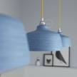 Pendelleuchte mit Textilkabel, tassenförmigem Lampenschirm aus Keramik und Metall-Zubehör - Hergestellt in Italien
