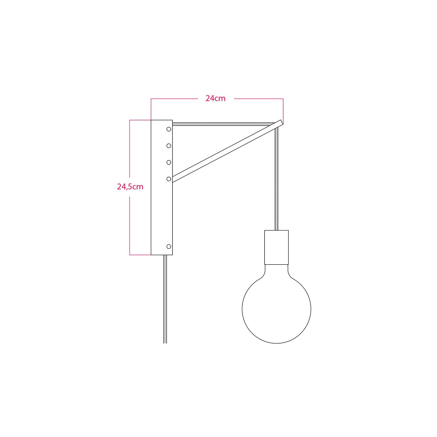 Holz-Wandleuchte mit 2-poligem Stecker