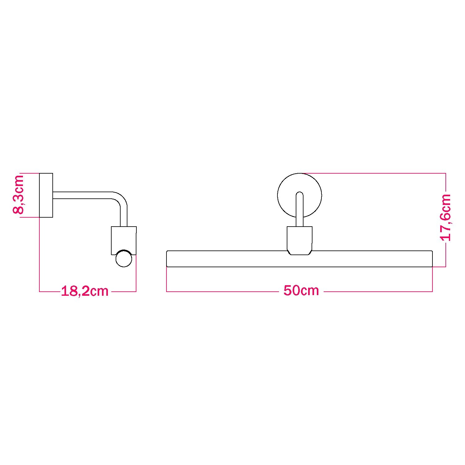 Fermaluce esse14, lampe murale en métal avec extension incurvée