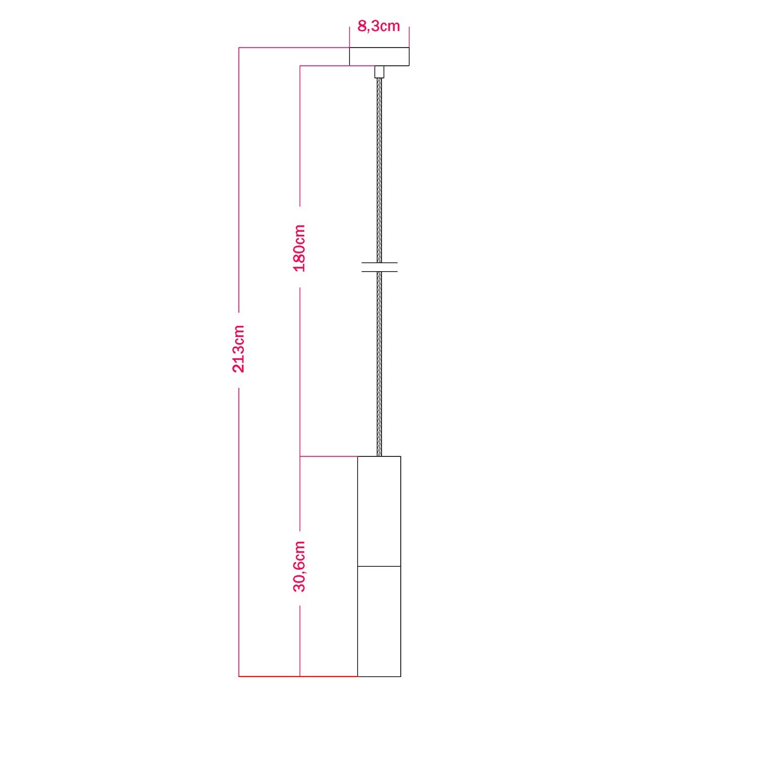 Lampada a sospensione Made in Italy completa di cavo tessile e doppio paralume Tub-E14 in legno e metallo