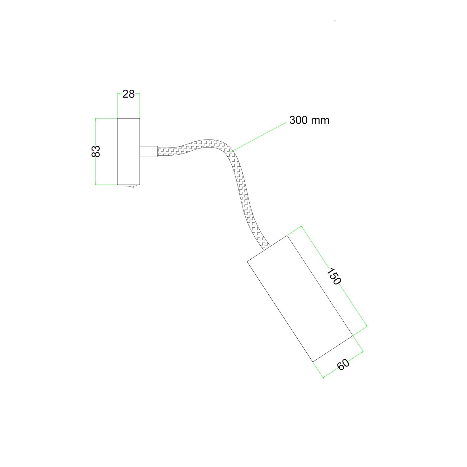 Fermaluce Flex 30 Leuchte mit Mini Baldachin mit Schalter und Strahler mit Tub-E14 Lampenschirm