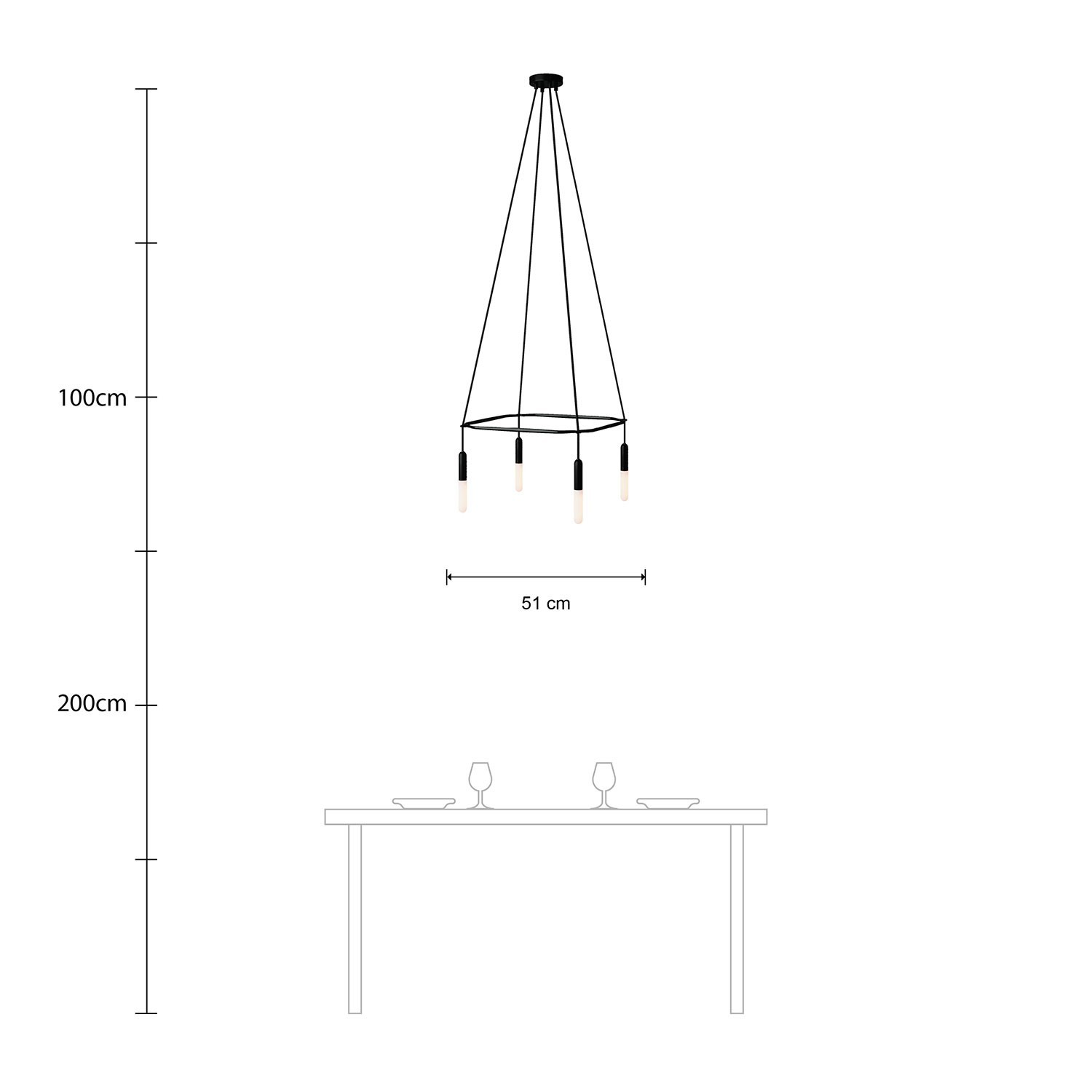 Deckenleuchte Cage P-Light mit 4 Aufhängungen