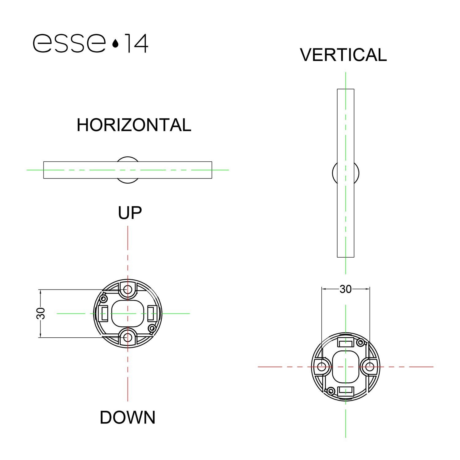 Portalampada esse14 da parete o soffitto con attacco S14d - Waterproof IP44