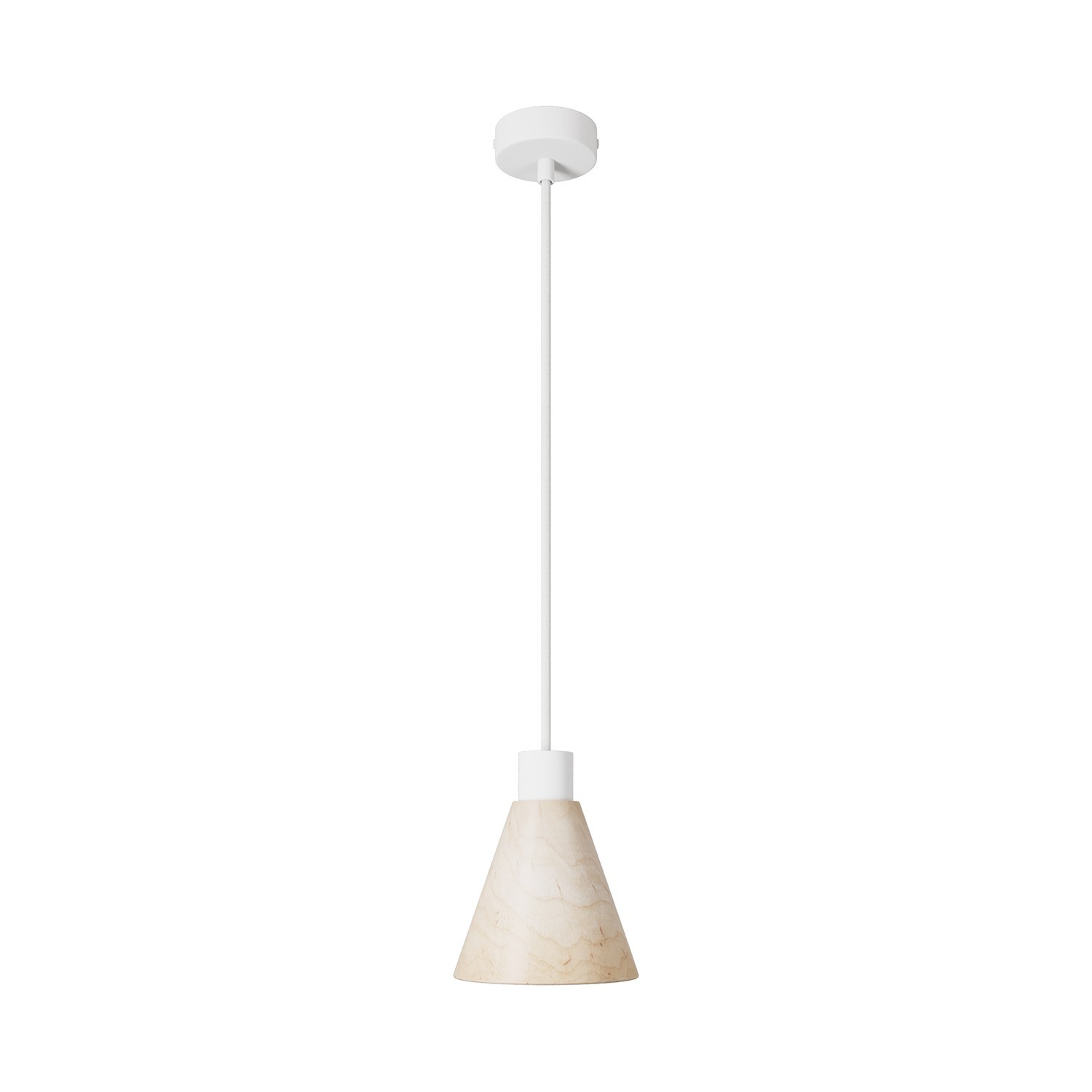 Lampe à suspension avec abat-jour conique en bois