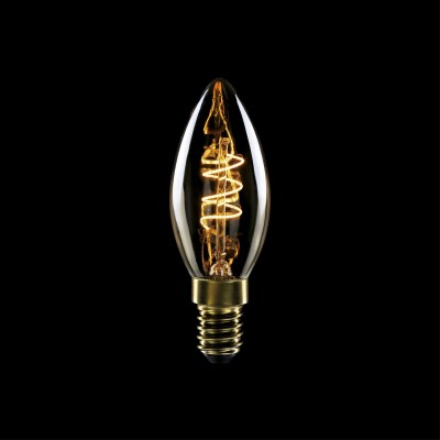 Lampadina LED Dorata Carbon Line filamento a spirale Candela C35 2,5W 136Lm E14 1800K Dimmerabile - C01