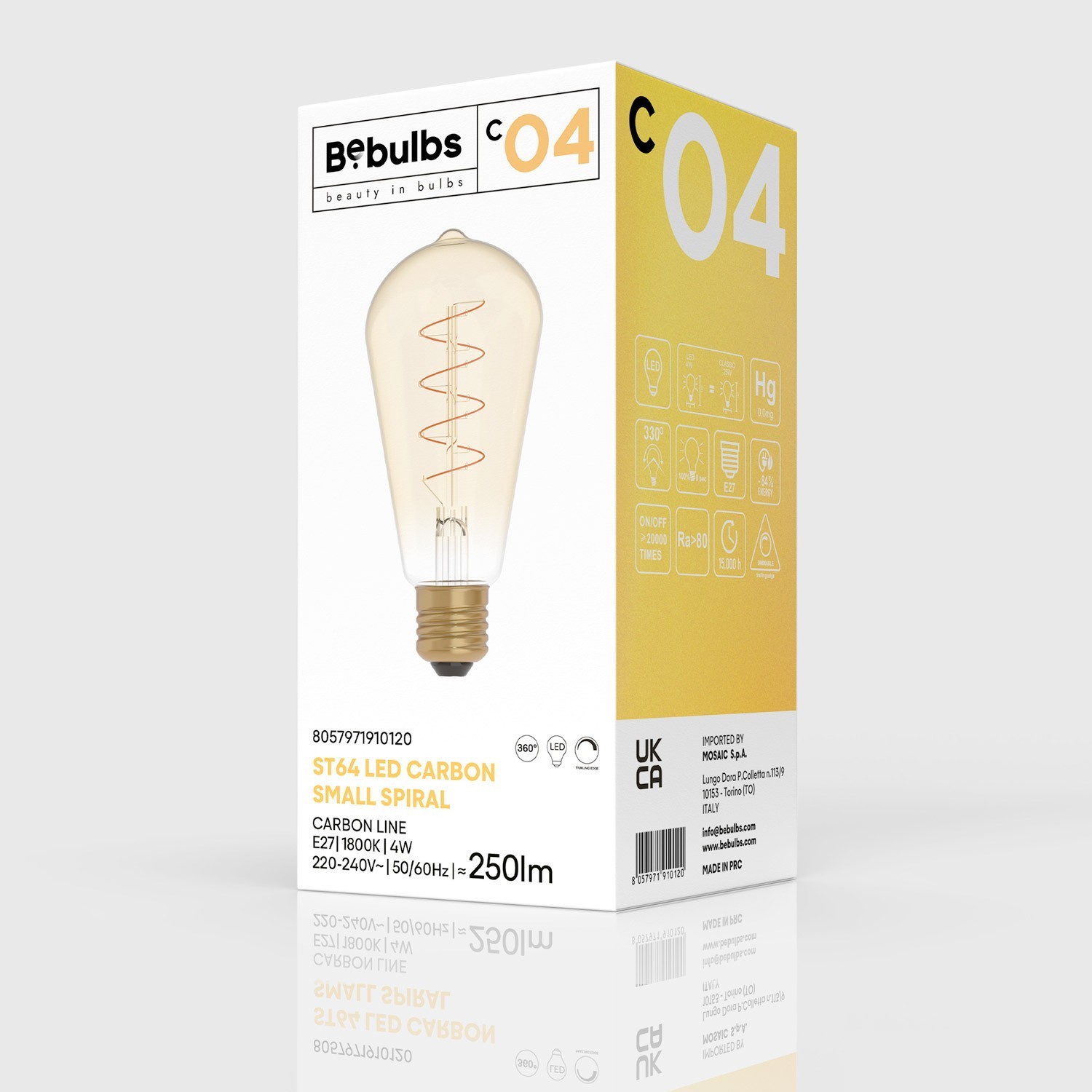Ampoule Dorée LED Carbon Line avec filament en spirale Edison ST64 4W 250Lm E27 1800K Dimmable - C04