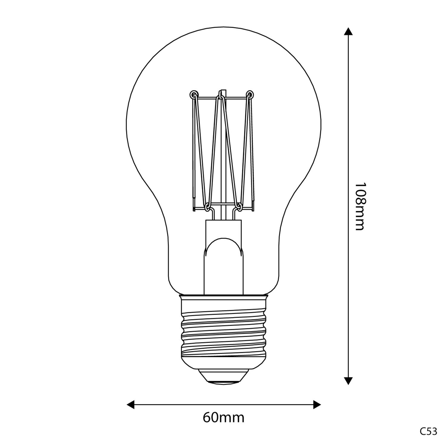 Ampoule Dorée LED Carbon Line Filament Cage Goutte A60 7W 640Lm E27 2700K Dimmable - C53