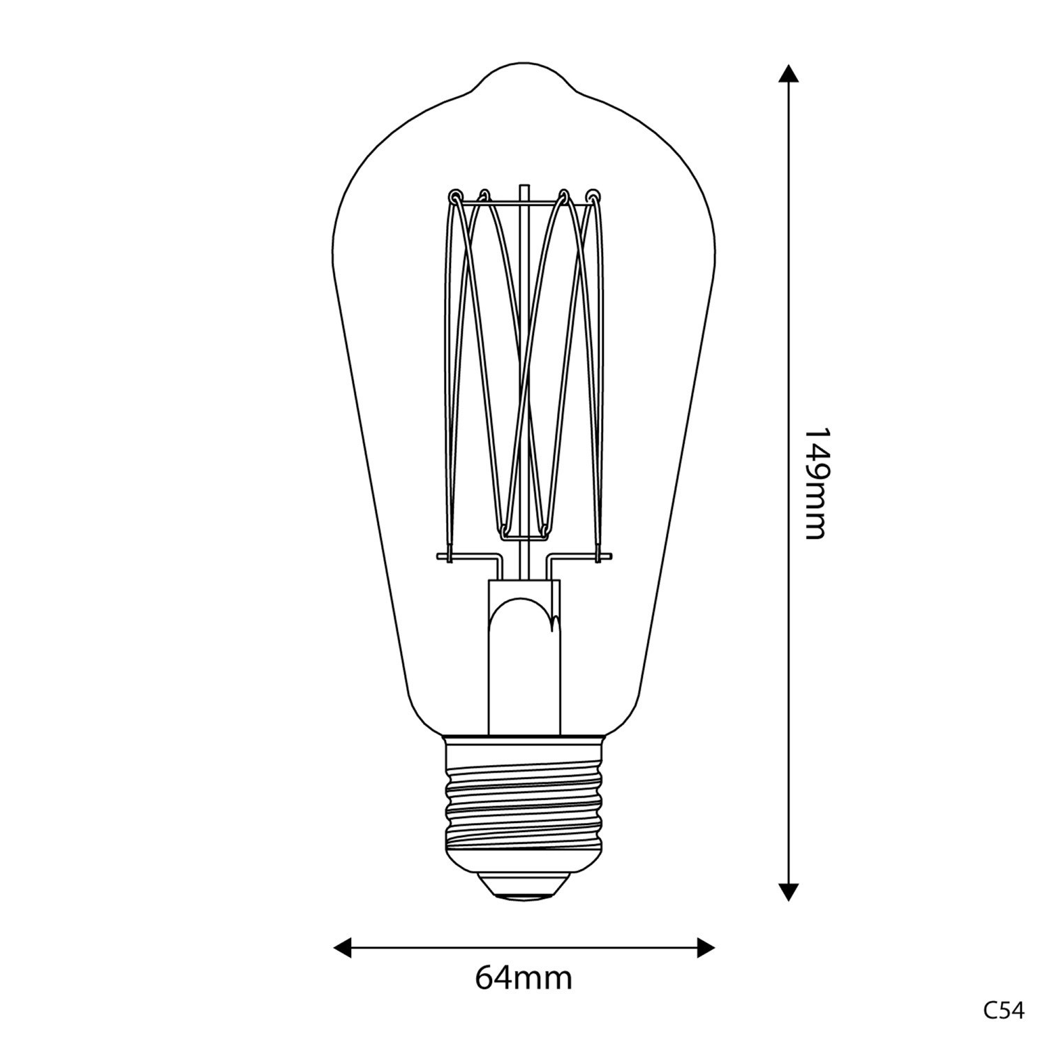 Ampoule Dorée LED Carbon Line Filament Cage Edison ST64 7W 640Lm E27 2700K Dimmable - C54