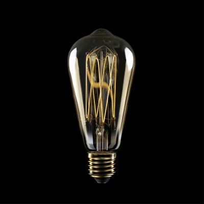 Ampoule Dorée LED Carbon Line Filament Cage Edison ST64 7W 640Lm E27 2700K Dimmable - C54