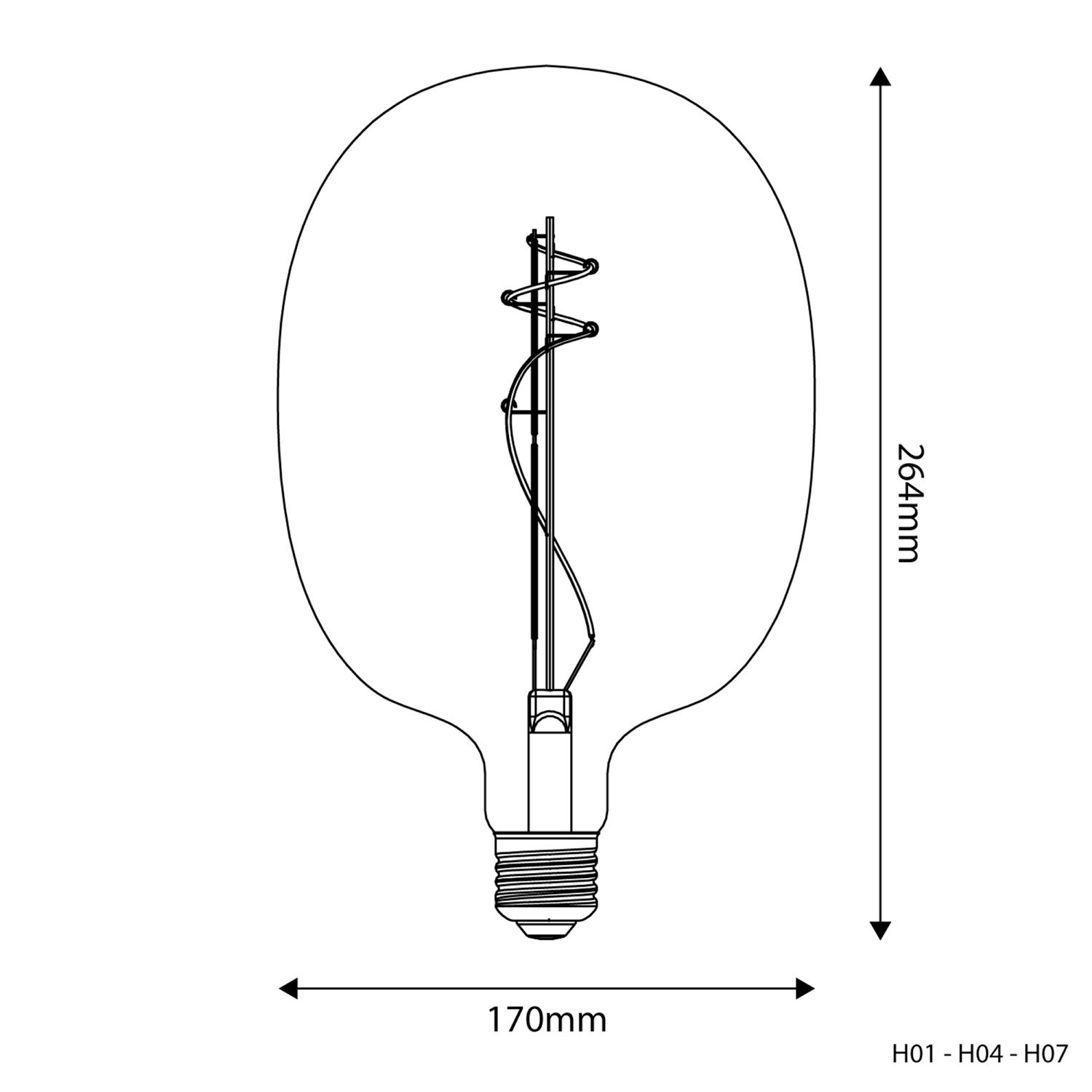 Ampoule Transparente LED Ellipse 170 10W 1100Lm E27 2700K Dimmable - H01