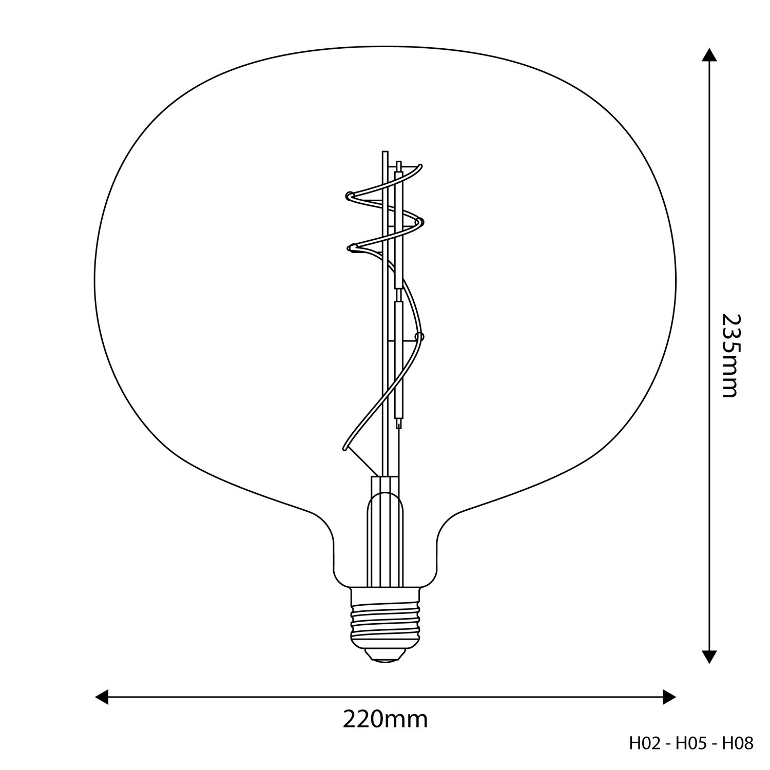 Ampoule Transparente LED Ellipse 220 10W 1100Lm E27 2700K Dimmable - H02