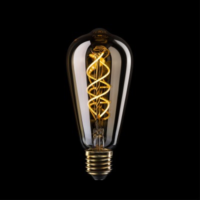 Goldfarbene LED Glühbirne B01 Linie 5V Spiralfilament Edison ST64 1,3W E27 dimmbar 2500K