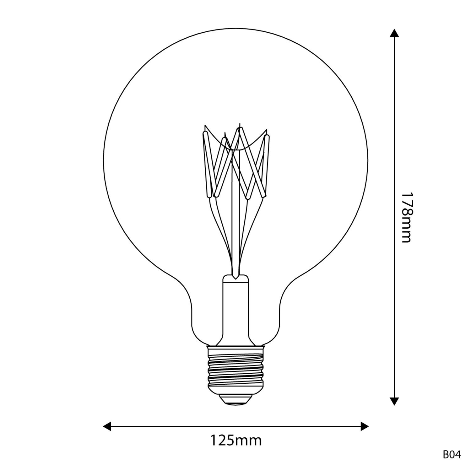 Lampadina LED trasparente B04 Linea 5V Filamento corto Globo G125 1,3W E27 Dimmerabile 2500K