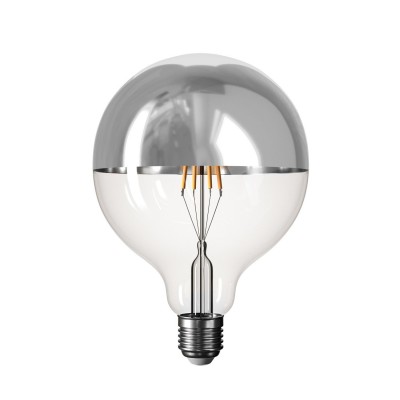 Ampoule LED demi-sphère argent B05 Ligne 5V Filament Court Globo G125 1,3W E27 Dimmable 2500K