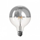 LED Glühbirne mit silberner Kopfspiegelung B05 Linie 5V kurzes Filament Globe G125 1,3W E27 dimmbar 2500K