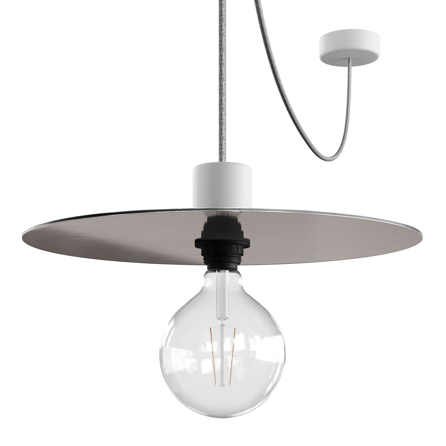 EIVA ELEGANT Lampe à suspension avec 5 m câble textile, abat-jour Ellepì, rosace et douille en silicone IP65 étanche