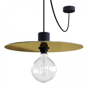 EIVA ELEGANT Lampada a sospensione con 5 m cavo tessile, paralume Ellepì, rosone e portalampada in silicone IP65 waterproof