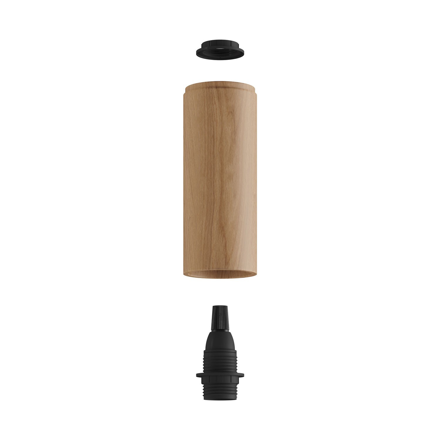 Tub-E14, tube en bois pour spots avec douille double anneau E14