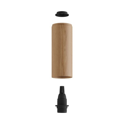 Tub-E14, Holzrohr für Strahler mit E14 Lampenfassung mit Doppelklemmring
