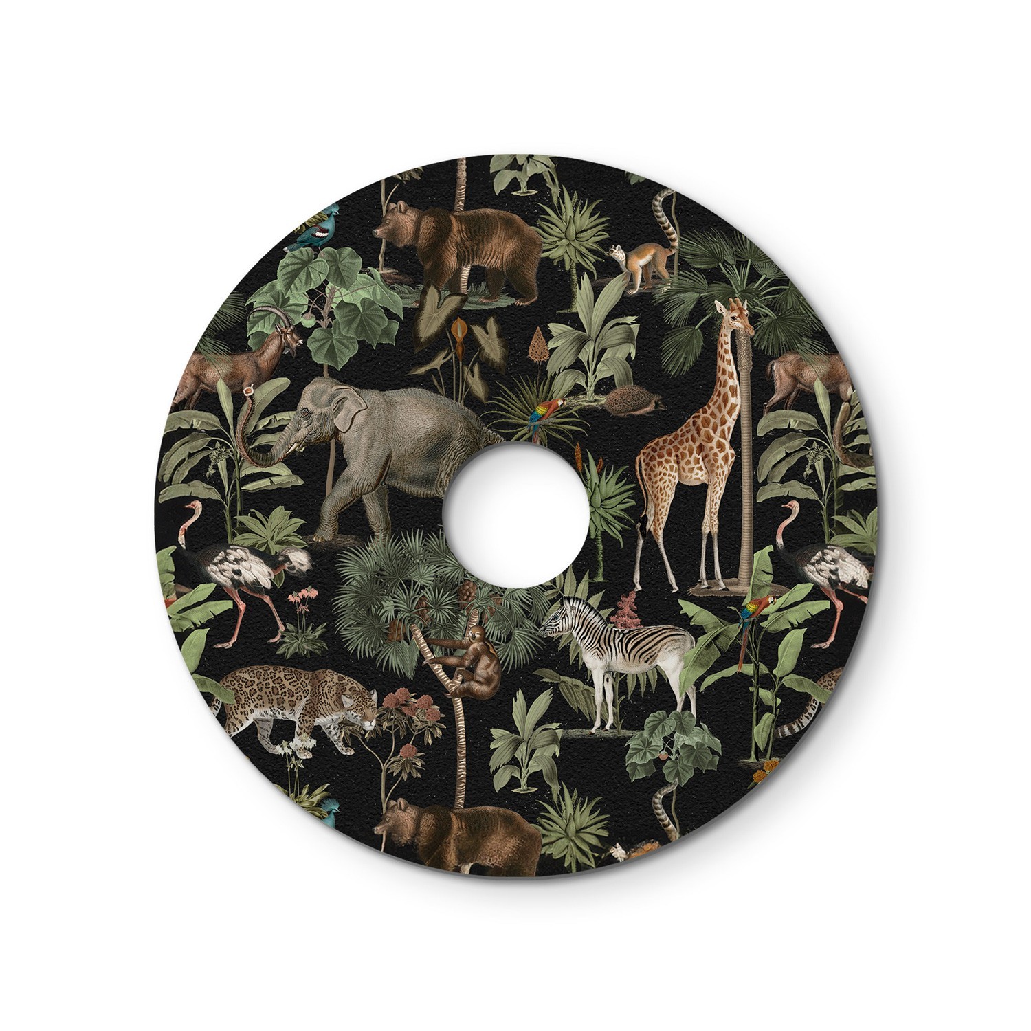 Paralume mini piatto Ellepì con animali della giungla 'Wildlife Whispers', diametro 24 cm - Made in Italy