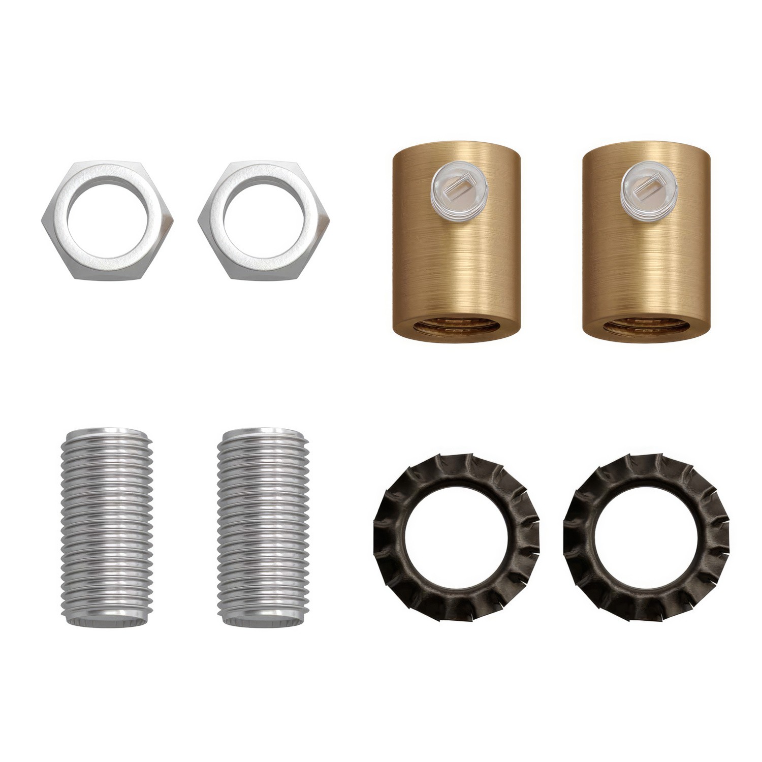 Serracavo cilindrico in metallo completo di tige, dado e rondella - 2 pezzi