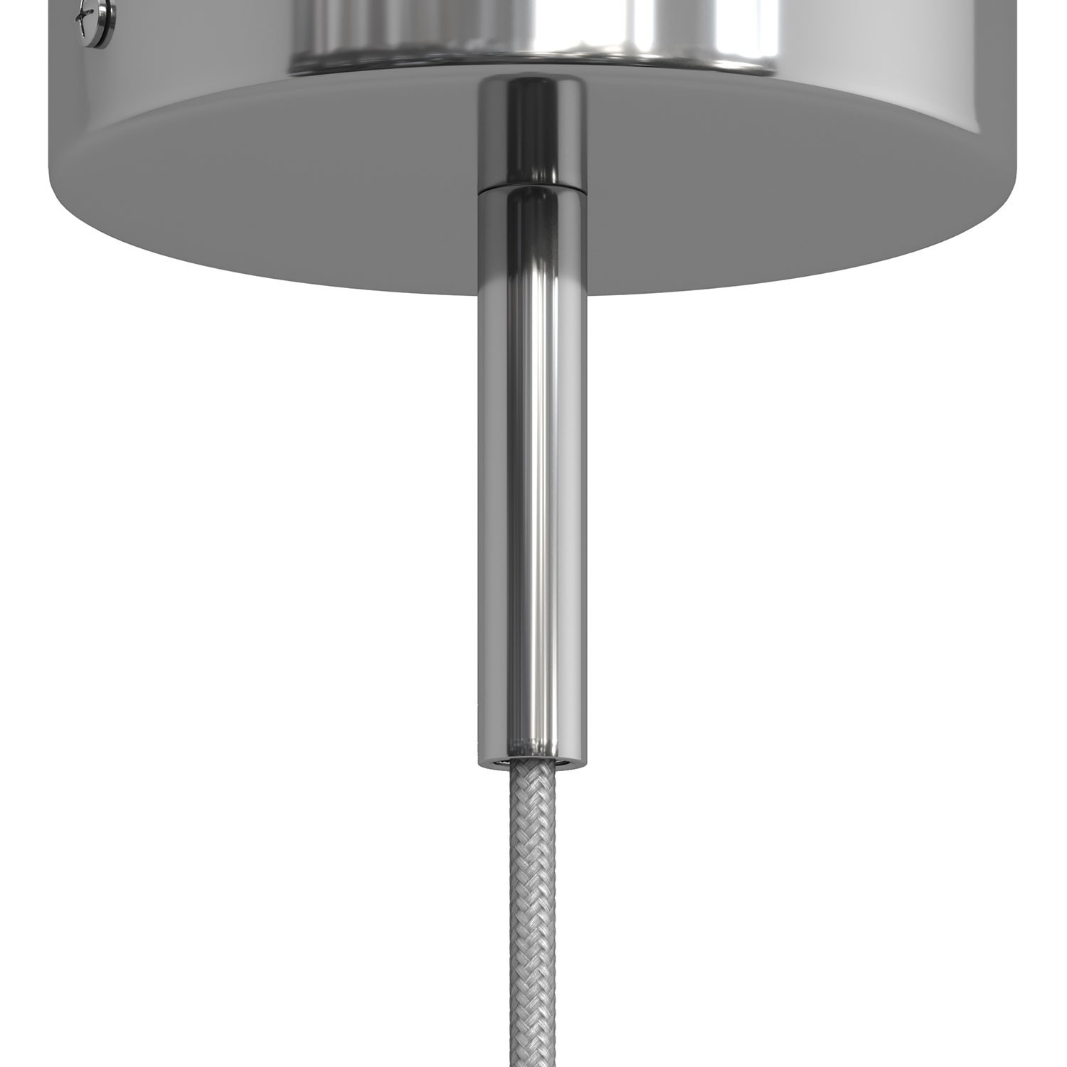 Runde Zugentlastung aus Metall, 7 cm lang, komplett mit Gewinderohr, Mutter und Unterlegscheibe