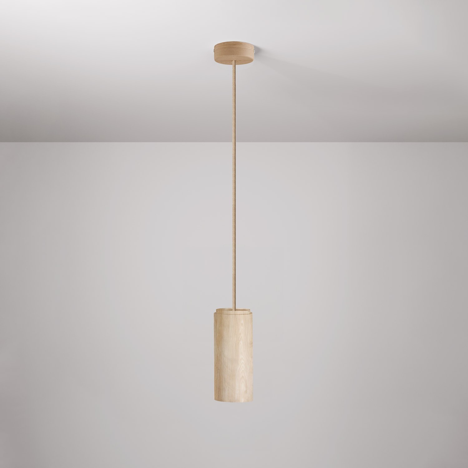 Lampe à suspension avec abat-jour en bois pour projecteur Tub-E27