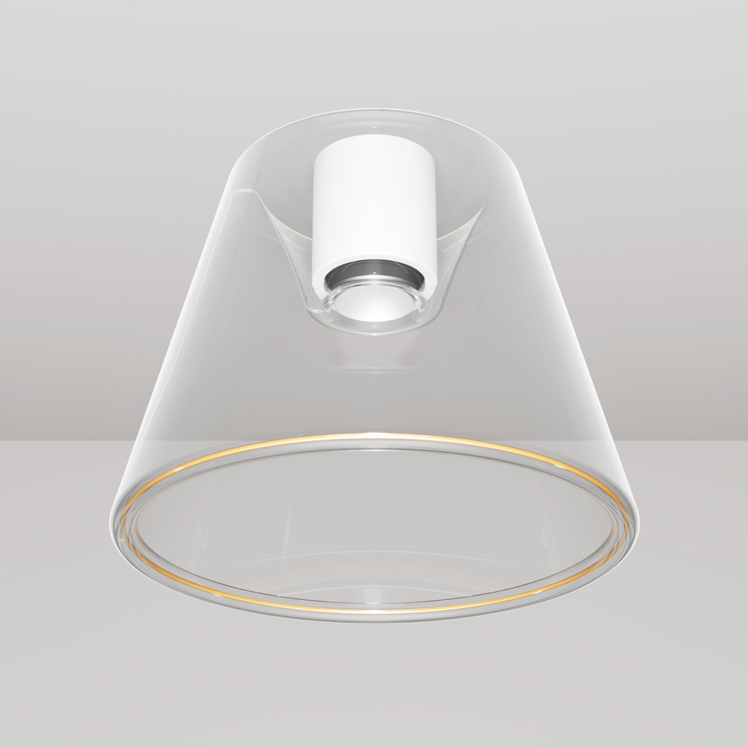 Plafoniera design con lampadina Ghost a cono trasparente