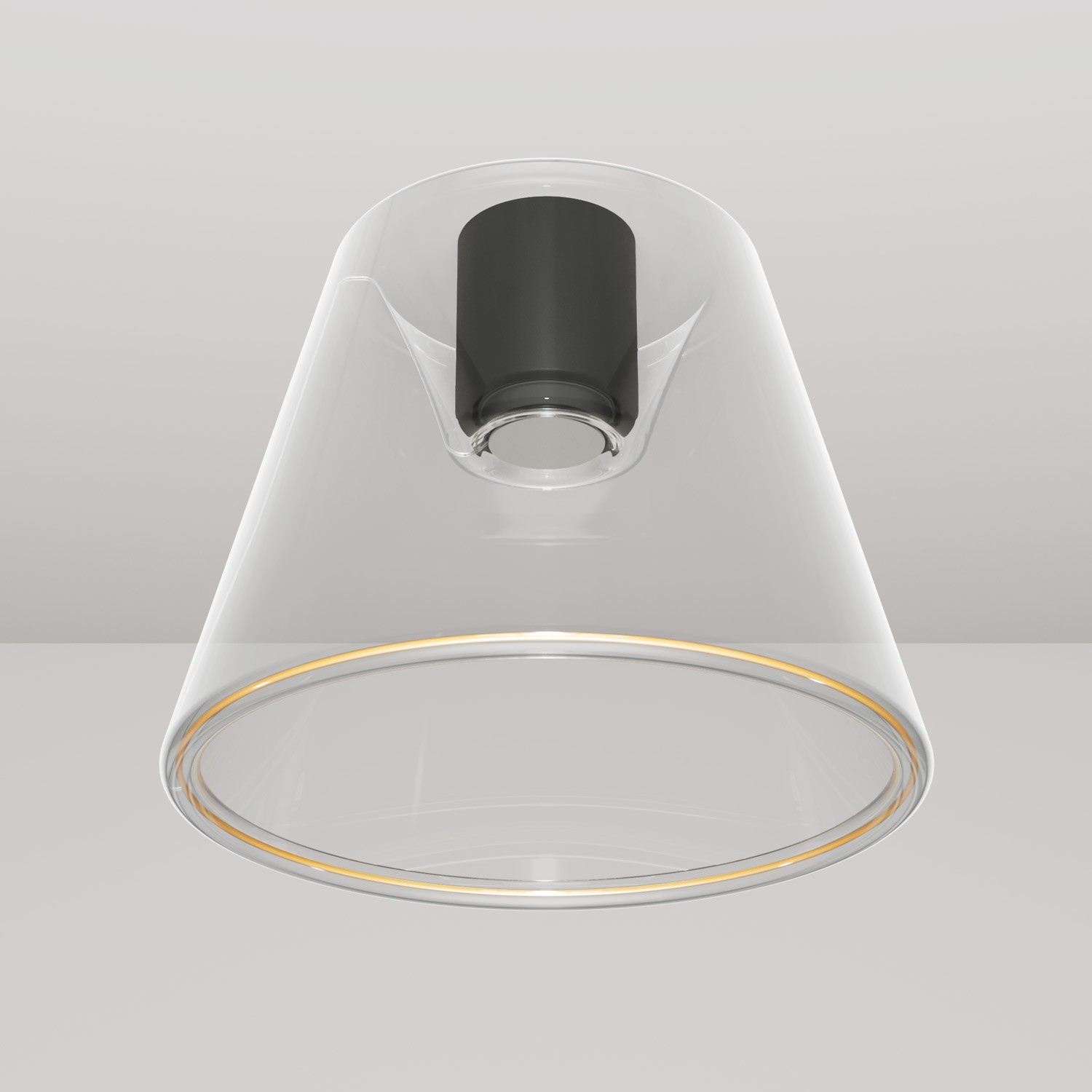 Plafoniera design con lampadina Ghost a cono trasparente