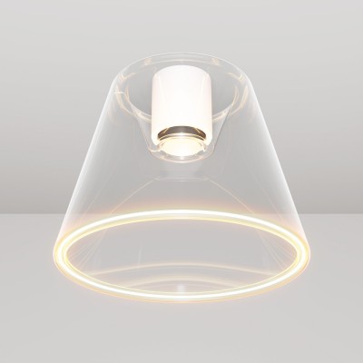 Plafoniera design con lampadina Ghost a cono trasparente