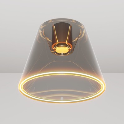 Plafonnier design avec ampoule Ghost en cône smoky