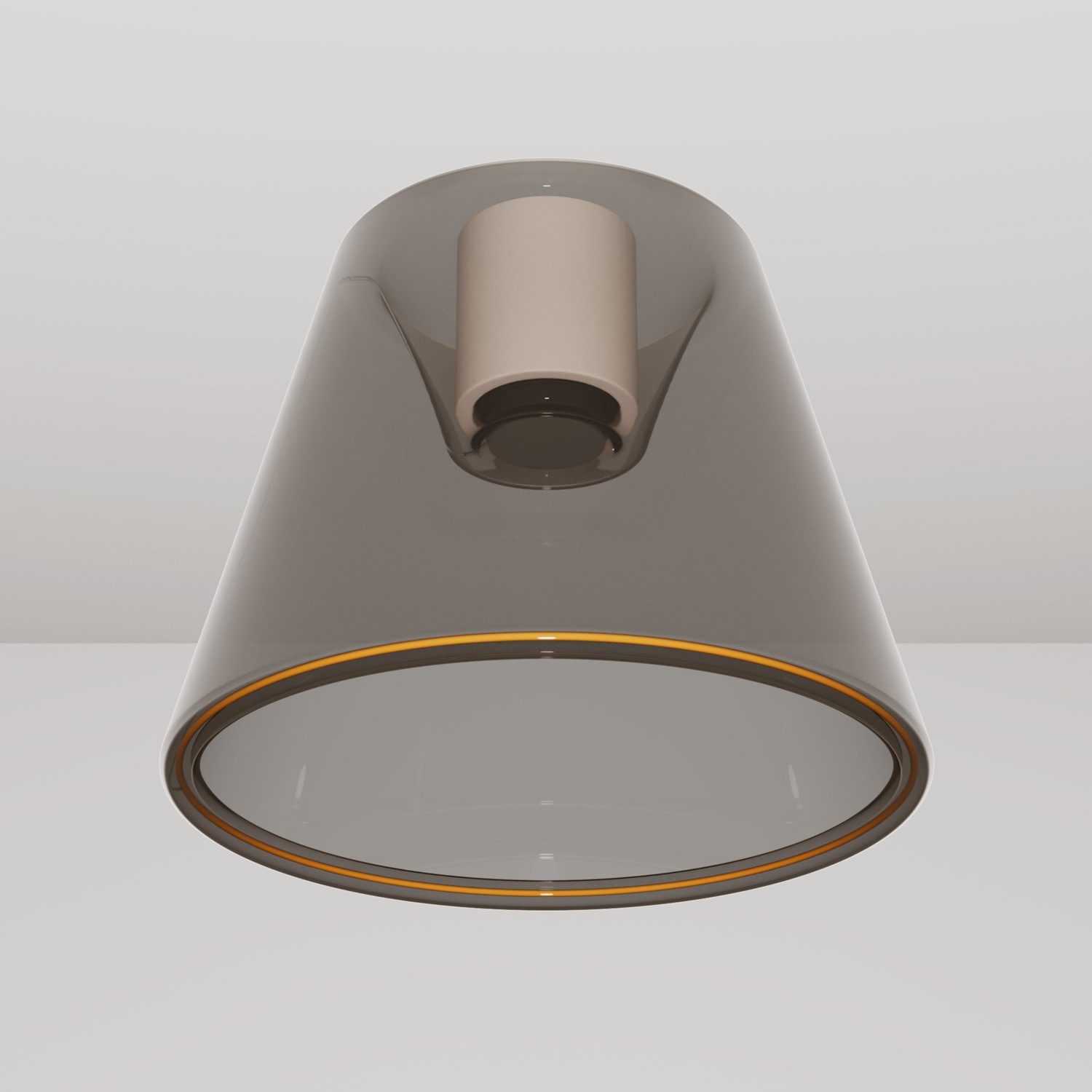 Plafoniera design con lampadina Ghost a cono smoky