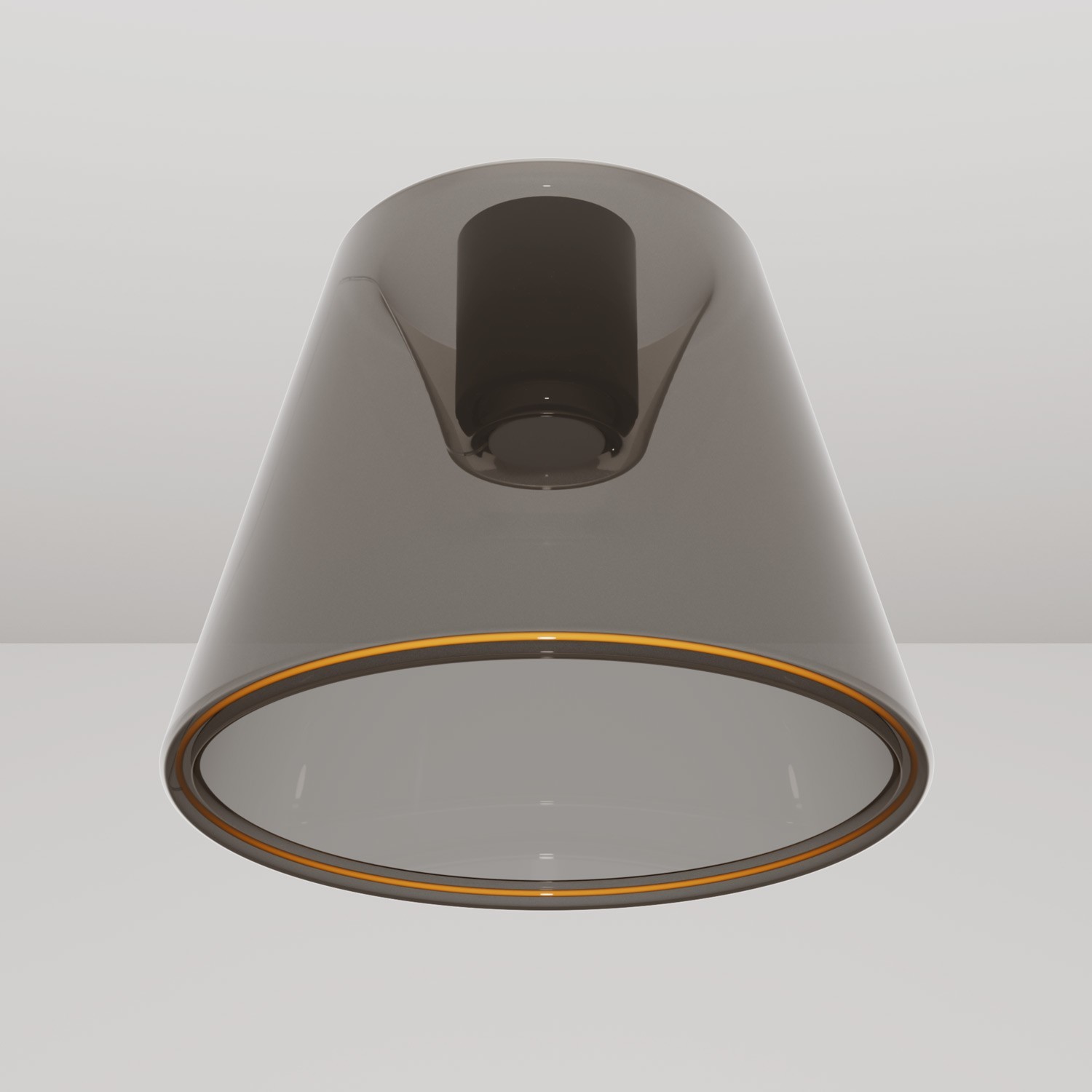 Plafoniera design con lampadina Ghost a cono smoky