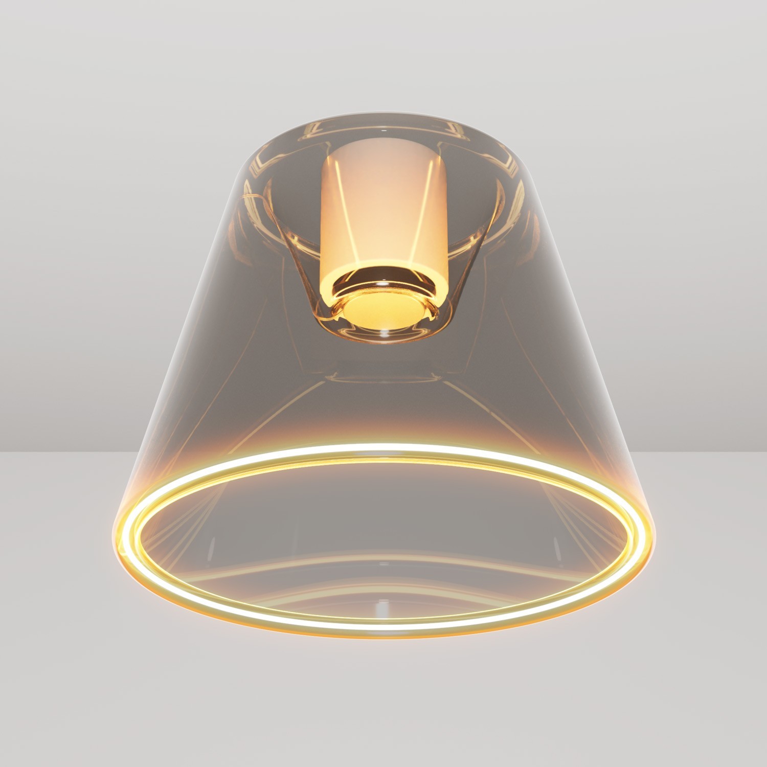 Plafoniera design con lampadina Ghost a cono smoky