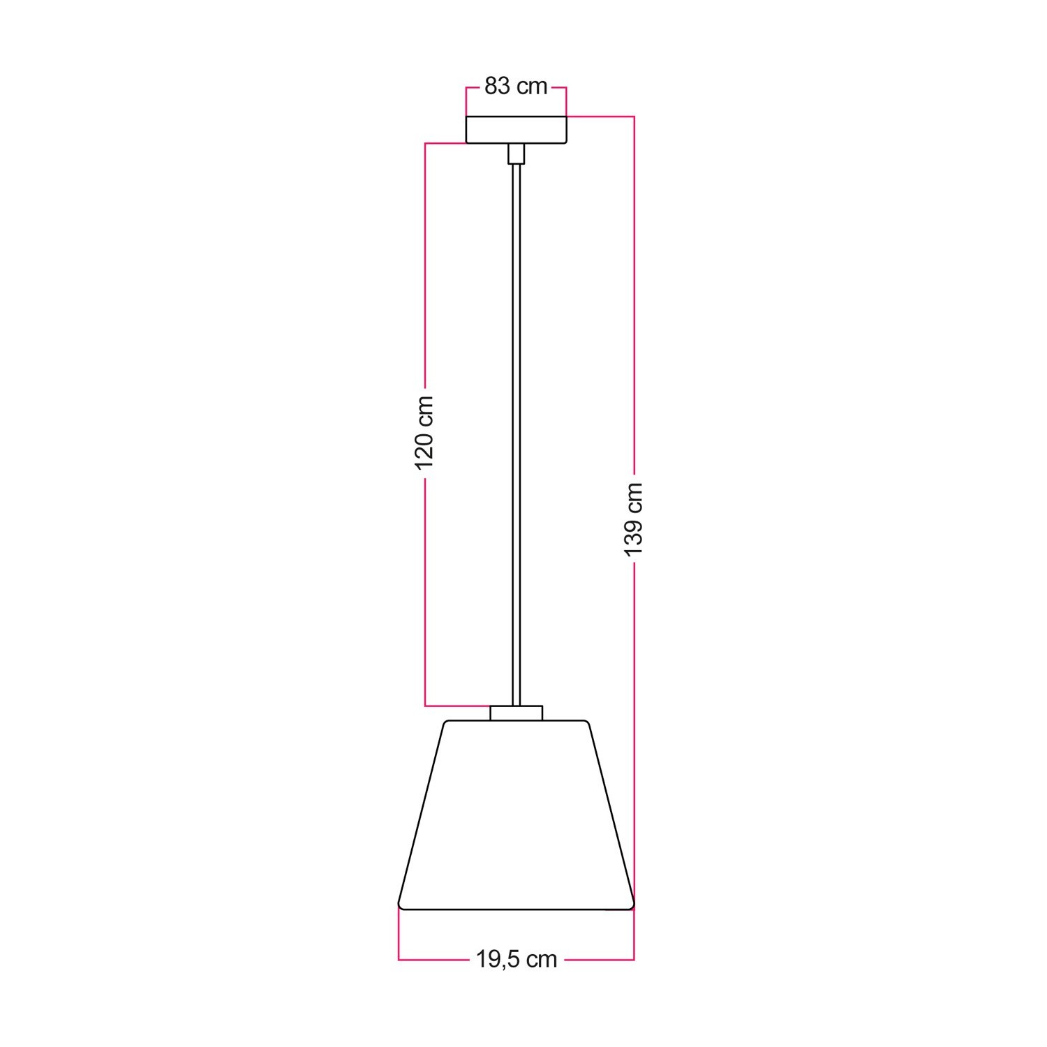 Suspension avec ampoule Ghost en cône transparent