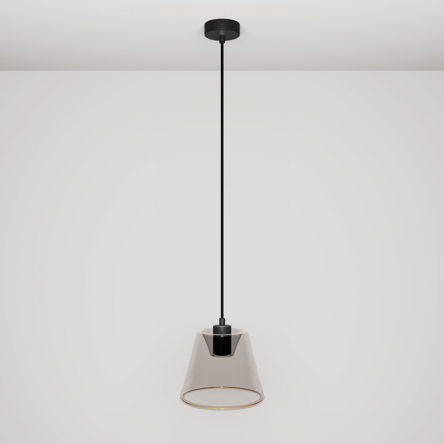 Lampada a sospensione con lampadina Ghost a cono smoky