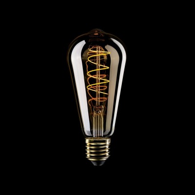 Ampoule Dorée LED Carbon Line avec filament en spirale Edison ST64 4W 250Lm E27 1800K Dimmable - C04